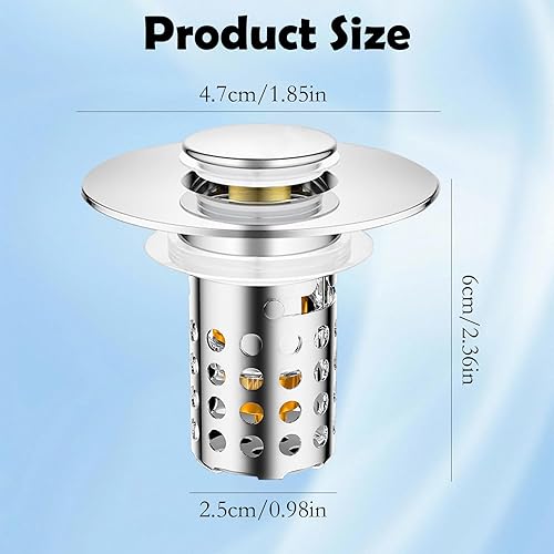 Filtre de vidange de lavabo de Salle de Bain, Attrape-Cheveux avec Panier Amovible en Acier Inoxydable pour lavabo à Noyau en Forme de Balle de 1,25 à 1,5 Pouces, Anti-Obstruction - Nail Gallerys