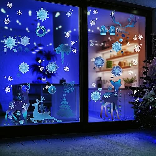 Moinkerin Stickers Noël Fenêtre - 213 Pièces 9 Feuilles Wapiti Autocollant pour Décoration des Fenêtres, Vitrines et Fêtes de Noël - Nail Gallerys