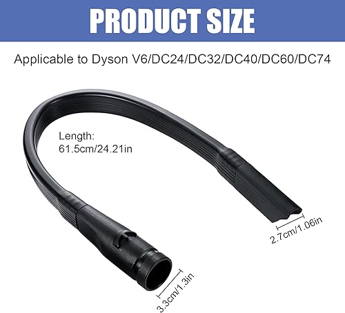 Suceur plat flexible 61,5 cm pour tous les aspirateurs avec raccord de 33 mm Accessoires pour le nettoyage sous les meubles, sièges de voiture Convient pour accessoires V6/DC24/32/40/60/74 - Nail Gallerys