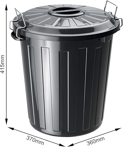 RothoPro Basic Poubelle 25l avec couvercle, Plastique (PP) sans BPA, noir, 25l (37.0 x 36.0 x 41.5 cm) - Nail Gallerys