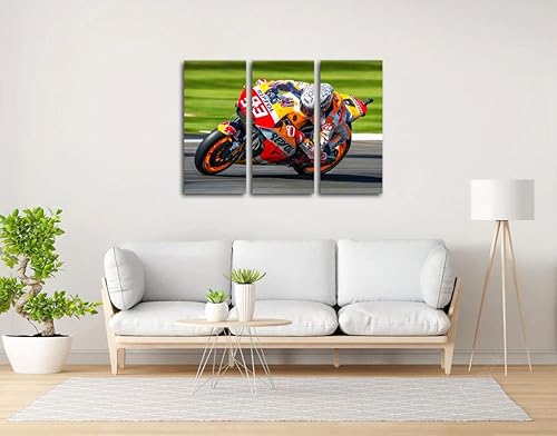 DKORARTE Cuadros 27382 Tableau moderne photographique Moto GP, 93, Repsol, Marquez, courbe moto, Honda RC213V, 97 x 62 cm - Nail Gallerys