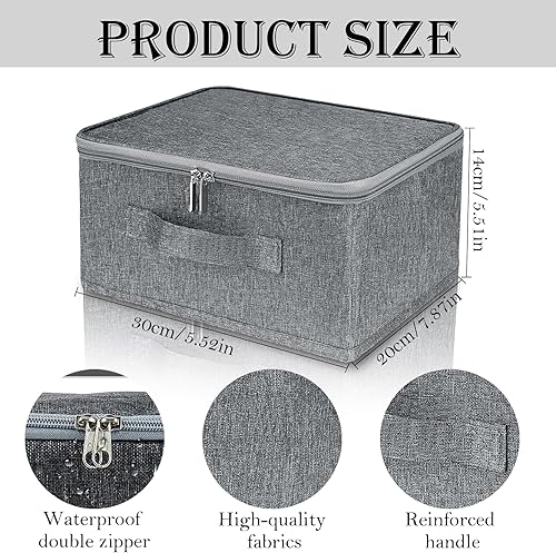 FAINCA Verrouillable Boite Rangement 30x20x14 cm Boite De Rangement Pliable à Fermeture éClair Souple Storage Box pour éTagères Armoires Garde-Robe Gris (Sans Serrure) - Nail Gallerys