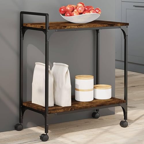 vidaXL Chariot de Cuisine, Étagère avec Roues, Chariot de Service, Meuble de Rangement Salon Salle de Bain Intérieur, Chêne Sonoma Bois d'Ingénierie - Nail Gallerys
