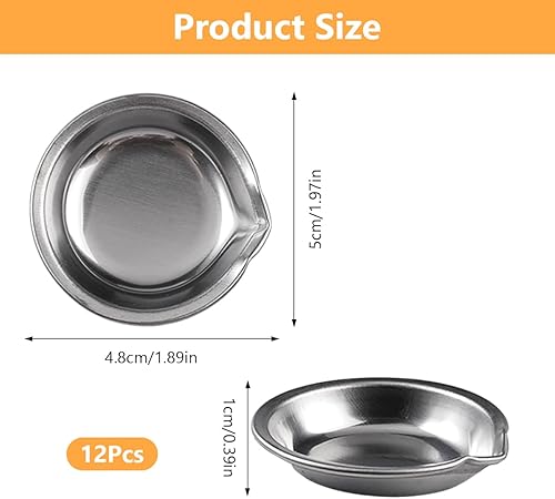 12 Pièces Bol De Peinture en Acier Inoxydable,5cm Petit Plateau de Peinture Rond Bol,Plateau de Pigments en Acier Inoxydable avec la Bouche,pour Maquillage,Aquarelles,Artiste,Passionnés D'artisanat - Nail Gallerys