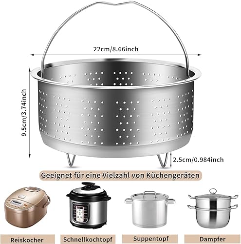Coztie Insert de cuiseur vapeur en acier inoxydable 304, insert vapeur pour casserole, passoire pour casseroles, casseroles, autocuiseurs, légumes, fruits, œufs 22 cm - Nail Gallerys