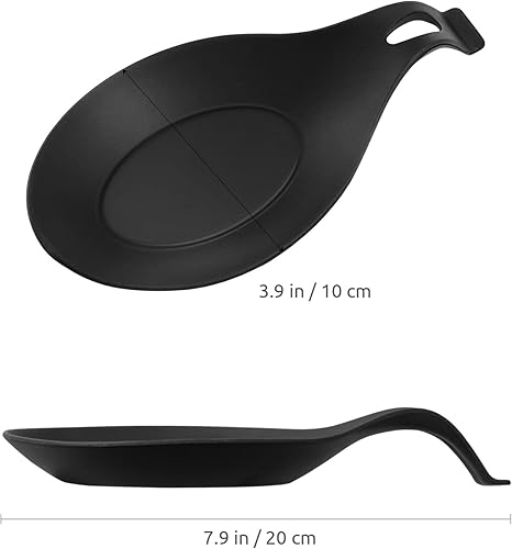 Hemoton 2pcs cuillère en Silicone Repose ustensile de Cuisine Support résistance à la Chaleur cuillère Rack cuillère Pad pour Restaurant à la Maison (Noir) - Nail Gallerys