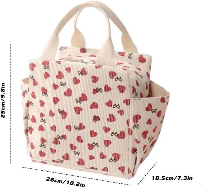 Mounteps Sac à lunch isolé portable mignon boîte à lunch velours côtelé grande capacité - Nail Gallerys