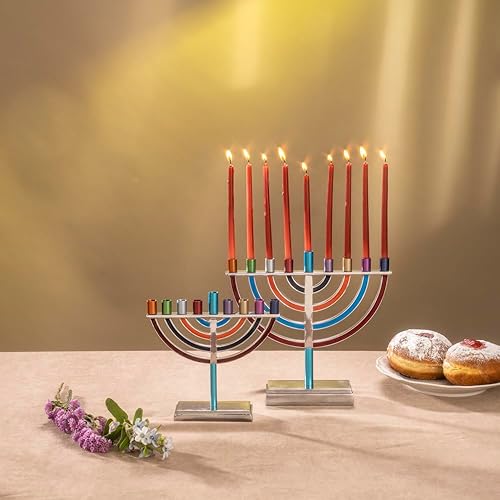 Yair Emanuel Hanukkah Menorah Branches colorées de Style Classique (Multicolore, Large) - Nail Gallerys