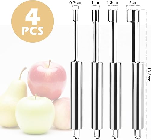 4 Pièces Vide Pomme Acier Inoxydable,Vide-Pomme en Acier Inoxydable,Coupe Pomme,Extracteur de Pomme Poires,Lavable au Lave-Vaisselle,Antirouille, Étanche, Robustesse - Nail Gallerys