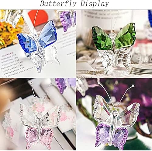 Lot de 4 figurines de papillons volants en cristal avec base en forme de boule – Objets de collection en verre découpé pour décoration de maison, de mariage et de table de bureau - Nail Gallerys