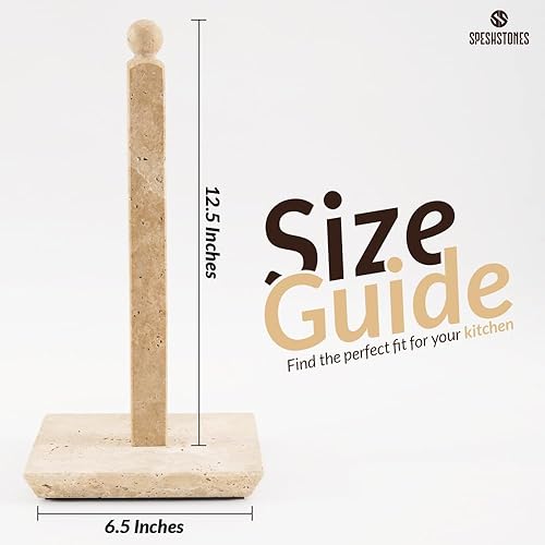 SPESHSTONES Travertin Porte-serviettes en papier pour comptoir de 31,8 cm, organiseur élégant de cuisine et de salle de bain, décoration de ferme, essentiels de la maison et support d'essuie-tout - Nail Gallerys