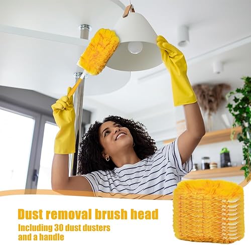 Uoimky pour Swiffer Plumeau Poussiere, 30 pièces pour Swiffer plumeau avec 1 Manche 360° Chiffon Microfibre Duster Nettoyage Recharge 3D plumeau pour Nettoyage, poussière, Poils d'animaux - Nail Gallerys