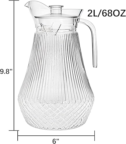 Lawei Lot de 2 pichets en acrylique transparent de 1,4 l avec couvercle et bec verseur, carafe à thé glacé pour réfrigérateur, jus, sangria, limonade, résistant à la chaleur, incassable, sans BPA - Nail Gallerys