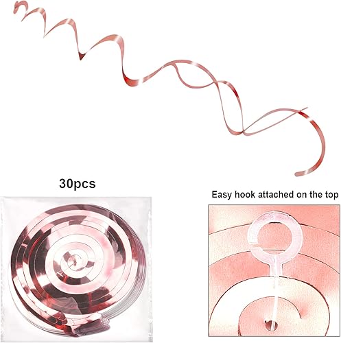 HOWAF Or Rose Guirlandes Tourbillons Suspendus Décoration (30 pièces) Or Rose Étoile Table Confetti (15g) Décoration de Fête pour Mariage Anniversaire Baptême Baby Shower - Nail Gallerys