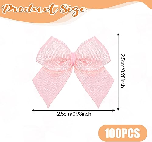 Lnngub Lot de 100 mini nœuds roses pour travaux manuels, 2,5 x 2,5 cm, nœud décoratif en polyester, pour bricolage, emballage cadeau, coiffure, mariage, fête, bonbons, cartes - Nail Gallerys