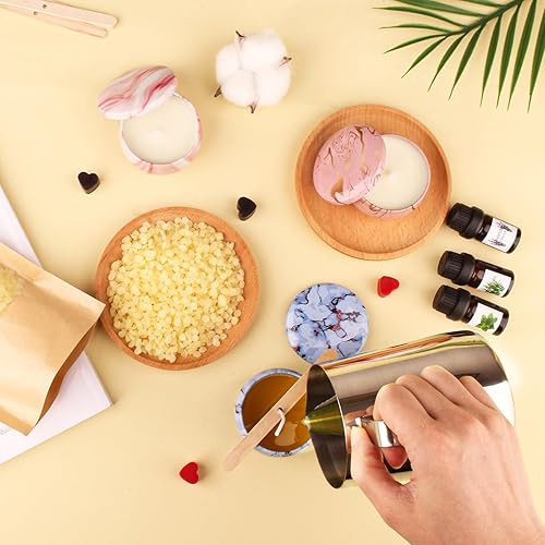 Kit fabrication bougies pour débutants DIY Set bougies parfumées Cadeaux avec 480g cire soja,9 boîtes à bougies,6 huiles parfumées,8 blocs couleur,100 autocollants Candle Wicks et Wick, 112 stickers - Nail Gallerys