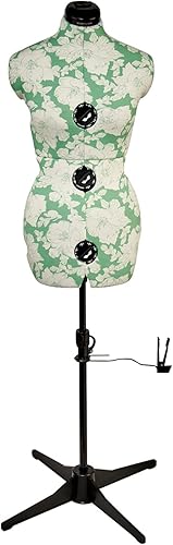 Sewing Online Mannequin Couture Réglable, Motif à Hollyhock Verte | Petite (S) [Taille EUR 38 à 44] - Nail Gallerys