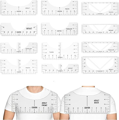 PMELCXD 12 PCS Guide de Règle de T-Shirt Outil d'Alignement de T-Shirt Règles d'Alignement de T-Shirt Règles pour T-Shirts avec Ensemble d'outils de Guide de règle de t-Shirt pour col en V/col en T - Nail Gallerys
