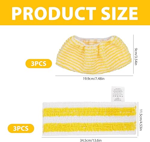6Pcs Chiffons de Rechange en Microfibre Compatible pour Nettoyeurs Vapeur Kärcher EasyFix SC 2, SC 3, SC 4, SC 5, 3 Lingettes et 3 Bonnette - Nail Gallerys