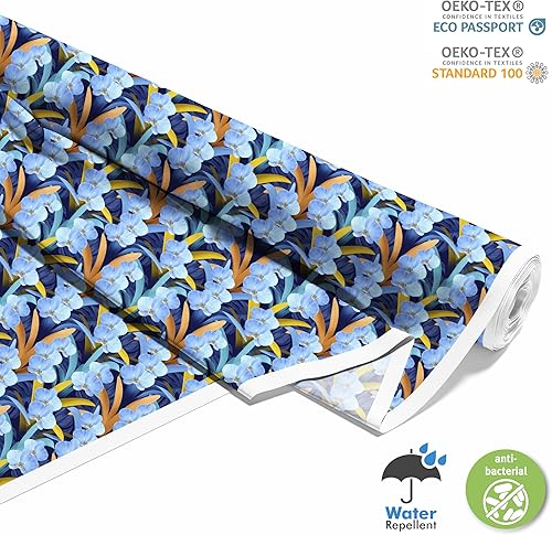 HEKO PANELS Oxford Tissu Imperméable Au Mètre Polyester De Couture D'ameublement Tissus Pour Mobilier Décorative Artisanat Rembourrage Fleurs Tropical 1 Mètre 155 x 100 cm - Nail Gallerys