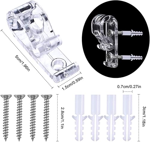 WEONE 8 pcs Stores Romains P Clip Rideau à Rouleau Transparents Enfants Sécurité P Clip avec 16 Vis + 16 Piliers en Plastique pour Maison Vertical Store à Billes Chaîne de Contrôle Cordon - Nail Gallerys
