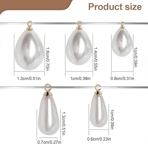 FDCGAS perles pendentif - 20 pcs pendentifs en perles, pendentifs en perles en forme de larme, rondes, perles artificielles,pendentif pour la fabrication de bijoux, boucles d'oreilles, collier - Nail Gallerys