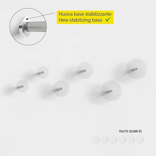 Giallobus - Porte Manteau Mural - Happy Color 02 - Kit 6 pz - Verre Acrylique - Kit 6 pcs. - Palette Colours 02 - Patères et Accessoires muraux décoratifs - Nail Gallerys