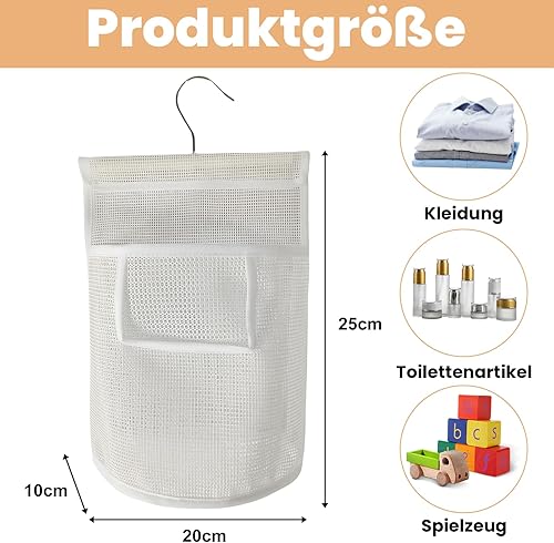 Onperpoe Sac à pinces à linge à suspendre - Crochet de suspension facile pour ranger les pinces à linge - Sac à linge pour salle de bain et cuisine - Blanc - Nail Gallerys