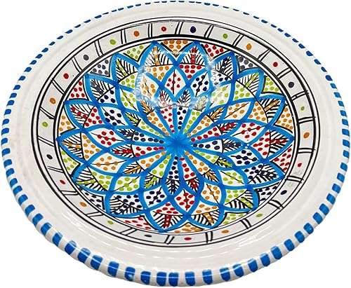 Assiette bol fond pâtes en céramique tunisienne peinte à la main – Ø 28 cm 1401241500 Maroc Tunisie Ethnique du Monde - Nail Gallerys