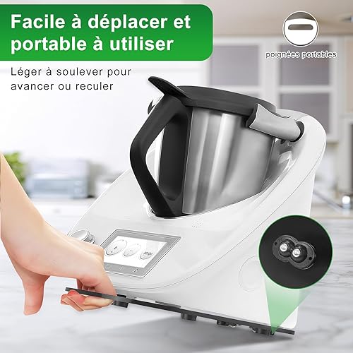 Planche Coulissante pour Thermomix TM6 TM5, Planche Coulissante en Acrylique Mat avec Poignée pour Thermomix TM6, Stable et Facile à Déplacer, Noir - Nail Gallerys