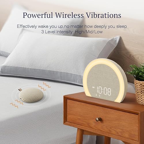 ANJANK reveil lumineux avec Vibrations Puissantes - Double Alarme, Veilleuse 9 Couleurs,Volume 115 dB, 8 Sonneries, Réglage Luminosité 0-100%, Charge USB-C,Réveil numérique pour Sourds/Enfants/Adultes - Nail Gallerys