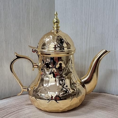 Théière arabe en acier inoxydable - Théière à induction avec filtre intégré et poignée authentique Traditionnel Modèle gravé avec design classique arabe 36oz - Nail Gallerys