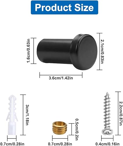 8 Pièces Patere Salle De Bain, Patères Murales Rondes, Crochets Muraux En Acier Inoxydable, Patère Murale Noir, Patere Salle de Bain avec Vis pour Suspendre des Objets Dans Les Salles de Bains - Nail Gallerys
