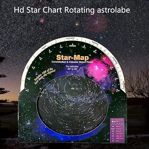 Rdxanc Carte étoilée rotative adaptée pour les amateurs d'astronomie, les écoles, les clubs scientifiques, l'observation des étoiles et la découverte de planètes - Nail Gallerys