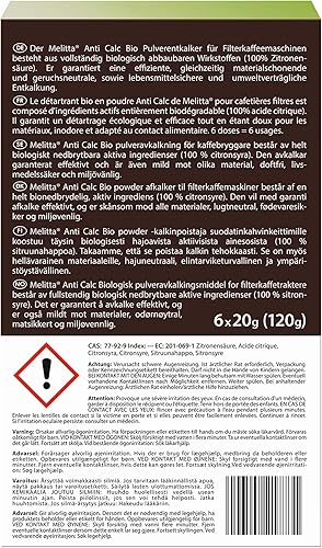 Melitta Détartrant en Poudre Bio, Pour Cafetières à Filtres, 6 x 20g - Nail Gallerys