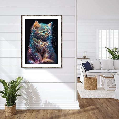 QENSPE 5D Peinture Diamant Adulte, Chat Diamond Painting Complet Chaton Diamant Kit Enfants, DIY Diamant Strass Point de Croix Cristal Painting pour Murale Décoration 30x40cm Fantaisie - Nail Gallerys
