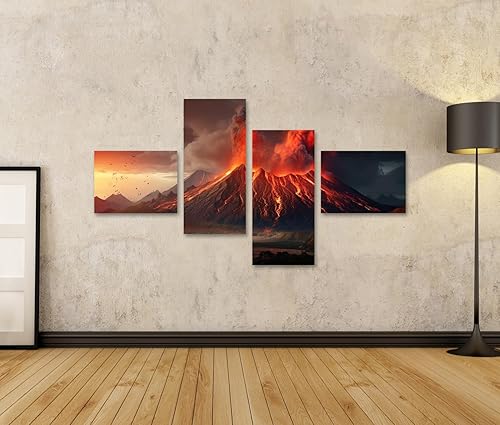 islandburner Tableau sur toile Une cascade de lave en fusion déverse de la fumée dans le ciel, créant un volcan Cadre Affiche Poster Murale Tableaux - Nail Gallerys