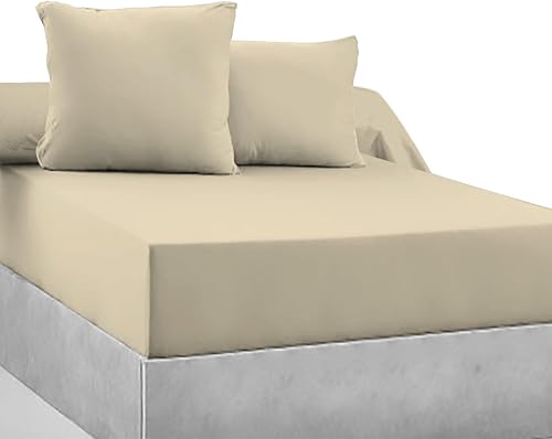 Drap-Housse 100% Coton 57 Fils - Ficelle - 140 x 190 cm - Bonnet 30 cm - Nail Gallerys