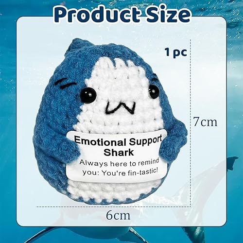 Irikdescia Poupée requin tricotée positive, en tricot, qui offre un soutien émotionnel et de l'énergie pour offrir des cadeaux, des mamans porte-bonheur et des examens - Nail Gallerys