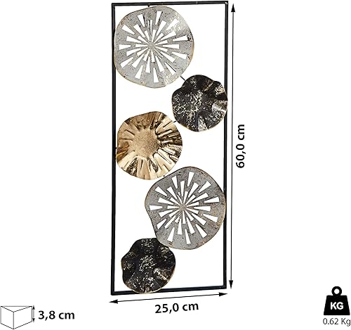 Cepewa Décoration murale en métal Anneaux Cercles Fleur Sculpture Décoration murale pour salons, salles à manger ou couloirs - Nail Gallerys
