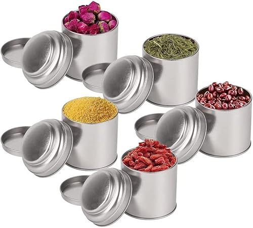 berjalan 6 Pièces Mini Boîtes à Thé avec Couvercles Doubles Hermétiques, Mini Boîte en Fer Blanc et Petites Boîtes de Cuisine Rondes pour Le Thé (Or Rose) - Nail Gallerys