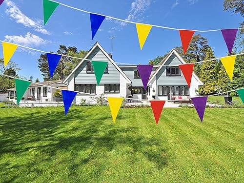 Lot de 4 guirlandes de fanions dorés - 12 m - En plastique - Résistant aux intempéries - Décoration de fête pour adulte - Pour homme et femme - Nail Gallerys