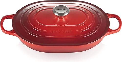 Le Creuset Cocotte rectangulaire en Fonte émaillée Signature avec poignée d'assistance, 31x cm, 3,4 litres, Cerise, 21112310602430 - Nail Gallerys