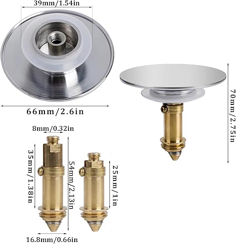 Bouchon de Vidange Bassin Pop-up Boulon à Ressort en Laiton Universel Bouchon de Lavabo Clapet Bonde Lavabo Pop Up pour Cuisine Salle de Bain évier - Placage en Laiton Chromé - Nail Gallerys