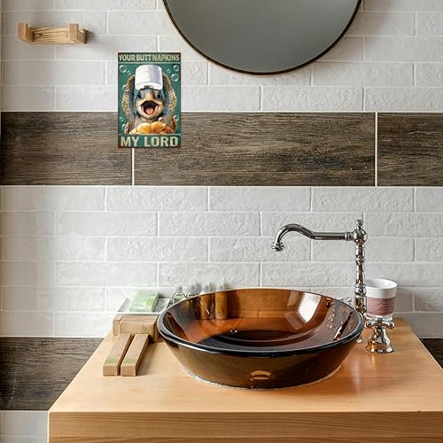 WADORN Plaque en Métal Humoristique Tortue de Mer, Vos Serviettes de Fesses Mon Seigneur Plaque en Métal Vintage Tortue de Mer Drôle Salle de Bain Murale pour Toilettes Chambre Salle Bain 20x30cm - Nail Gallerys