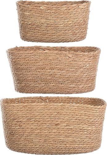 Brandsseller Paniers en Jonc de Mer Lot de 3 34 cm, 30 cm et 25 cm Rangement Décoration Paniers tressés - Naturel - Nail Gallerys