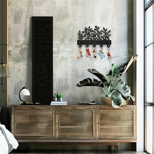 MAYJOYDIY Porte Clef Mural en Bois de Cheval et Fleur 30×20cm Animaux Vintage Fixation Murale Crochets pour Manteaux Chapeaux avec 5 crochets en Alliage pour Entrée Porte D'Entrée Cuisine Bureau Décor - Nail Gallerys