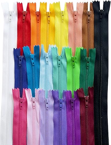 KGS Lot de 40 fermetures éclair en nylon pour travaux manuels - 20 couleurs assorties - 10,2 cm - Nail Gallerys