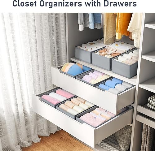 Homsorout Lot de 12 organiseurs de tiroirs de penderie - Pliables - Boîte de rangement en tissu - Système de rangement pour pantalons, vêtements, chaussettes, blanc - Nail Gallerys
