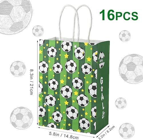 16 Pièces de Sachets Cadeau Foot, Fête sur le Thème avec Poignées Cadeaux pour Enfants Adultes Fournitures de Fête de Football (Vert) - Nail Gallerys